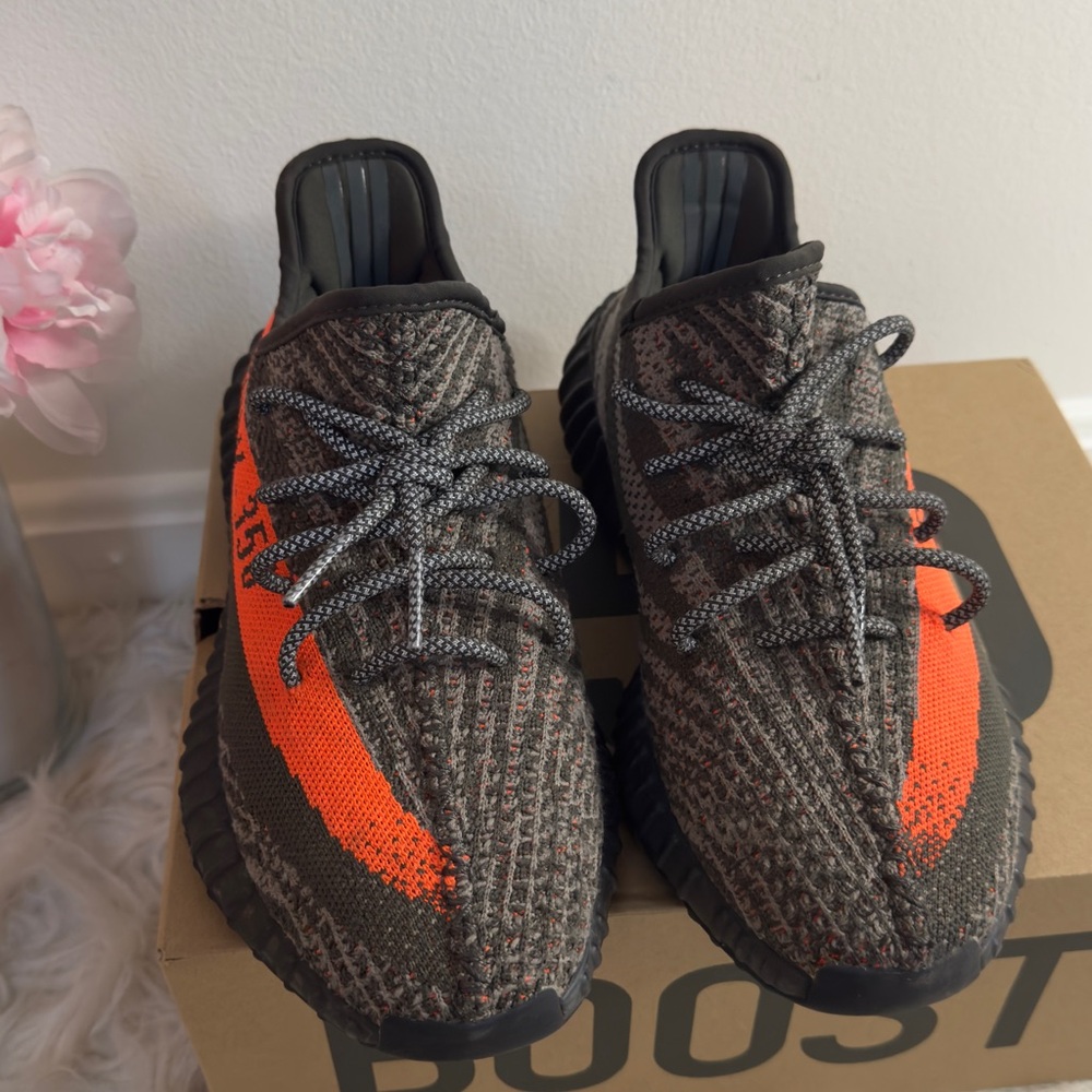 Adidas Men’s Yeezy Boost 350-Black and Orange. Like new w/box. Size:8.5 /42